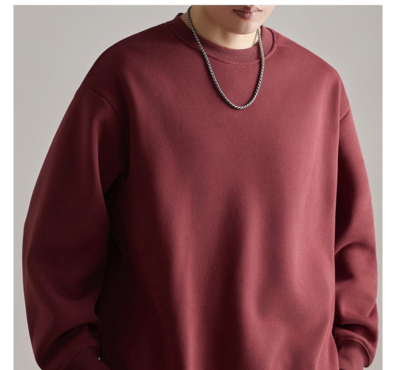 Men's American Style Heavyweight Crewneck Sweatshirt - New Autumn Arrival, Trendy, Loose, Solid Color, Versatile Casual Base Layer.