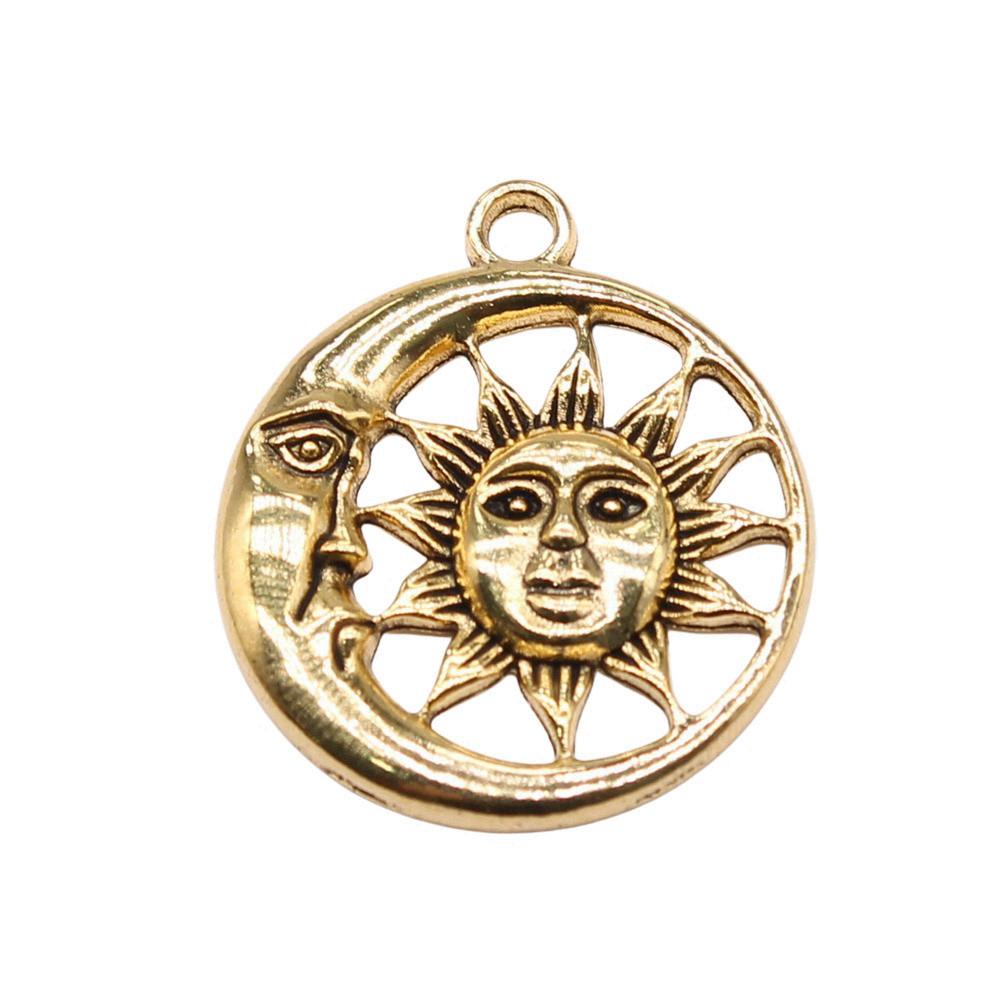 Sun And Moon Face Charms Multi Color Alloy Pendants For Celestial Themed Jewelry