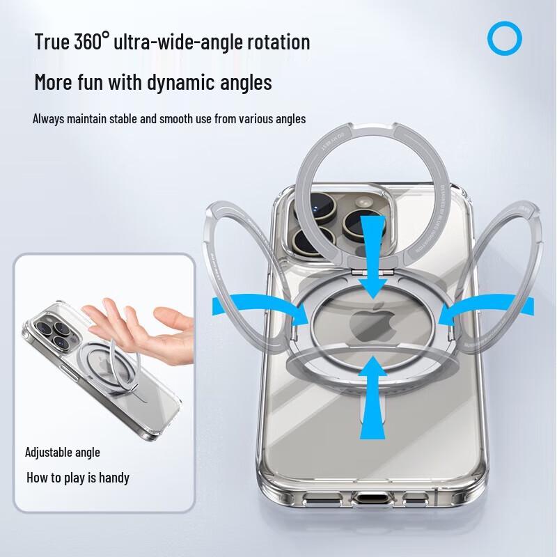 Blue Gorilla Magnetic Stand Clear Case for iPhone 16 Plus