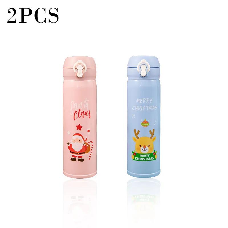 500ml Christmas Thermos Cup Stainless Steel Vacuum Water Bottle with Lid Elk Santa Thermos Cup Christmas Gift Christmas