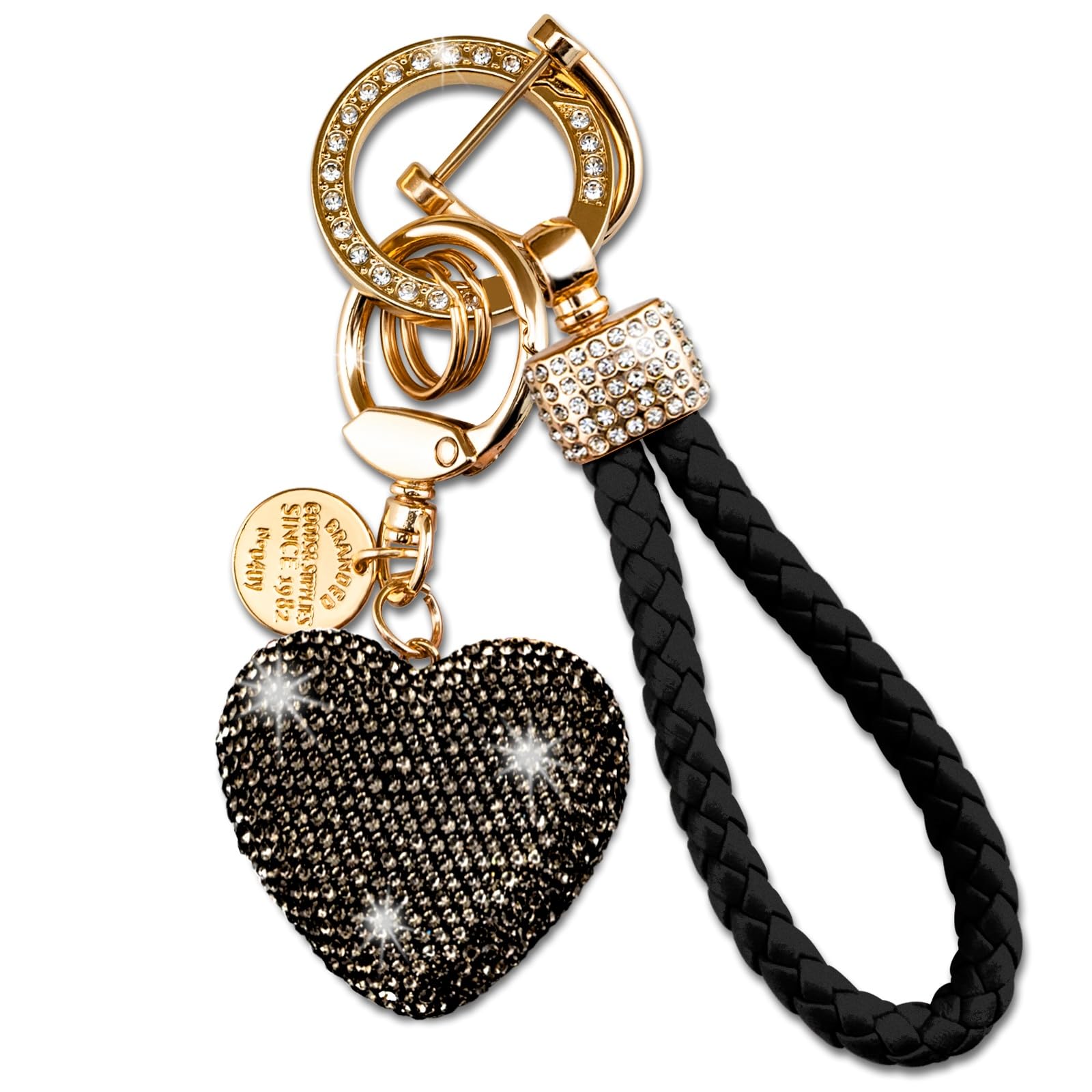 

1PC Lady s Car Keychain with Rhinestone Heart-shaped Shiny Girl s Cute Christmas Keychain, Personalized Gift чёрный