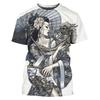 Japanese Geisha 3d Printed T-shirt For Men Harajuku Short Sleeves O-neck Tee Shirts Ethnic Style Street Casual Oversized Tees