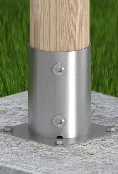 Round Column Base 80X150Mm Screwed To Concrete Anchor Bracket