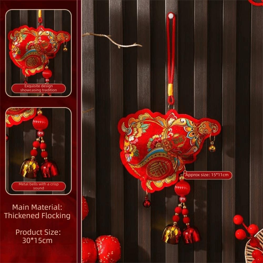 

Lanyard New Year Decorative Hangings Gold Foil Embossing With Tassel Atmosphere Decoration Supplies Bell Pendant Chinese Style