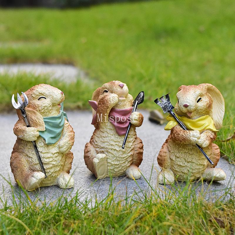 Easter Three Bunnies Set Resin Crafts Home Decorations Outdoor Ornaments