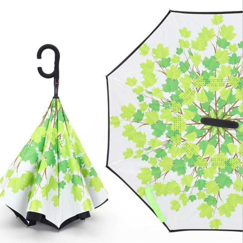 Ring-lock double-layer fully automatic reverse umbrella, long handle, large car umbrella, enlarged, reinforced, thickened, wholesale umbrellas for