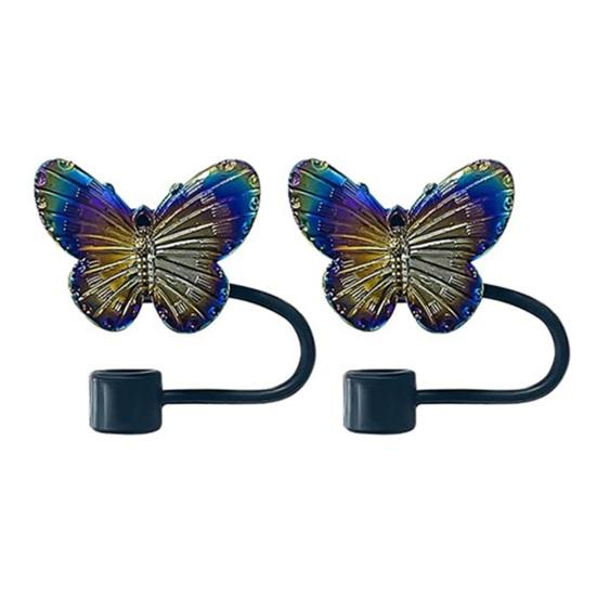 2 Stück Schmetterling Strohhalm Abdeckungen 10mm Strohhalm Aufsatz für 30/40 Oz Becher Wiederverwendbarer Trinkhalm