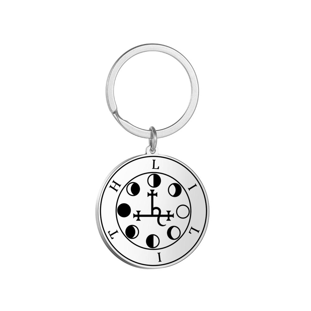 Dawapara Archangels Sigil Talisman Keychain Metatron Witchcraft Triple Moon Pentagram Pendant Stainless Steel Jewelry