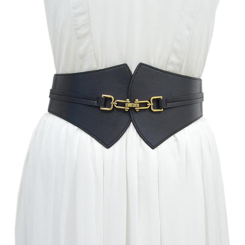 Vintage Pin Buckle Wide Leather Belt Elastic Corset Ladies Dress Suit Waist Belt For Women Waistband Gift