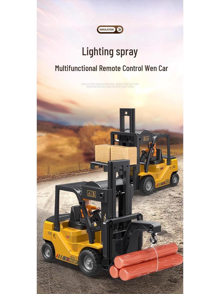 2.4G Remote Control Forklift Toy: 11-Channel Crane with Lights and Music for Kids