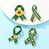Sunflower Ribbon Brooch Metal Badge Pin for Charity Event Participants and Fashion Lover of All Ages Clothing Decors