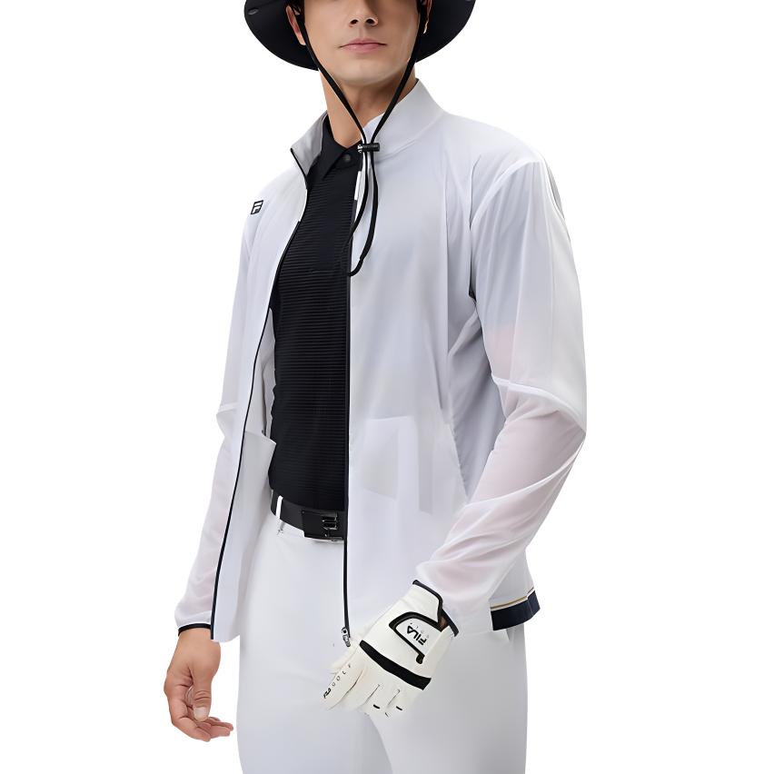 FILA Comfortable Stylish Elastic Soft Stand Collar Zip Design Long Sleeve Jacket Men jackets Jade-White A11M435702F-WT