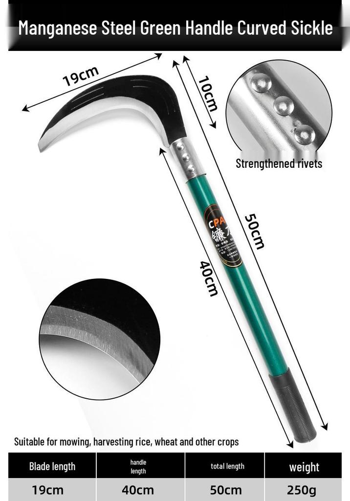 Manganese Steel Multi-Functional Sickle: Grass, Weed, Wood, and Corn Harvesting Tool