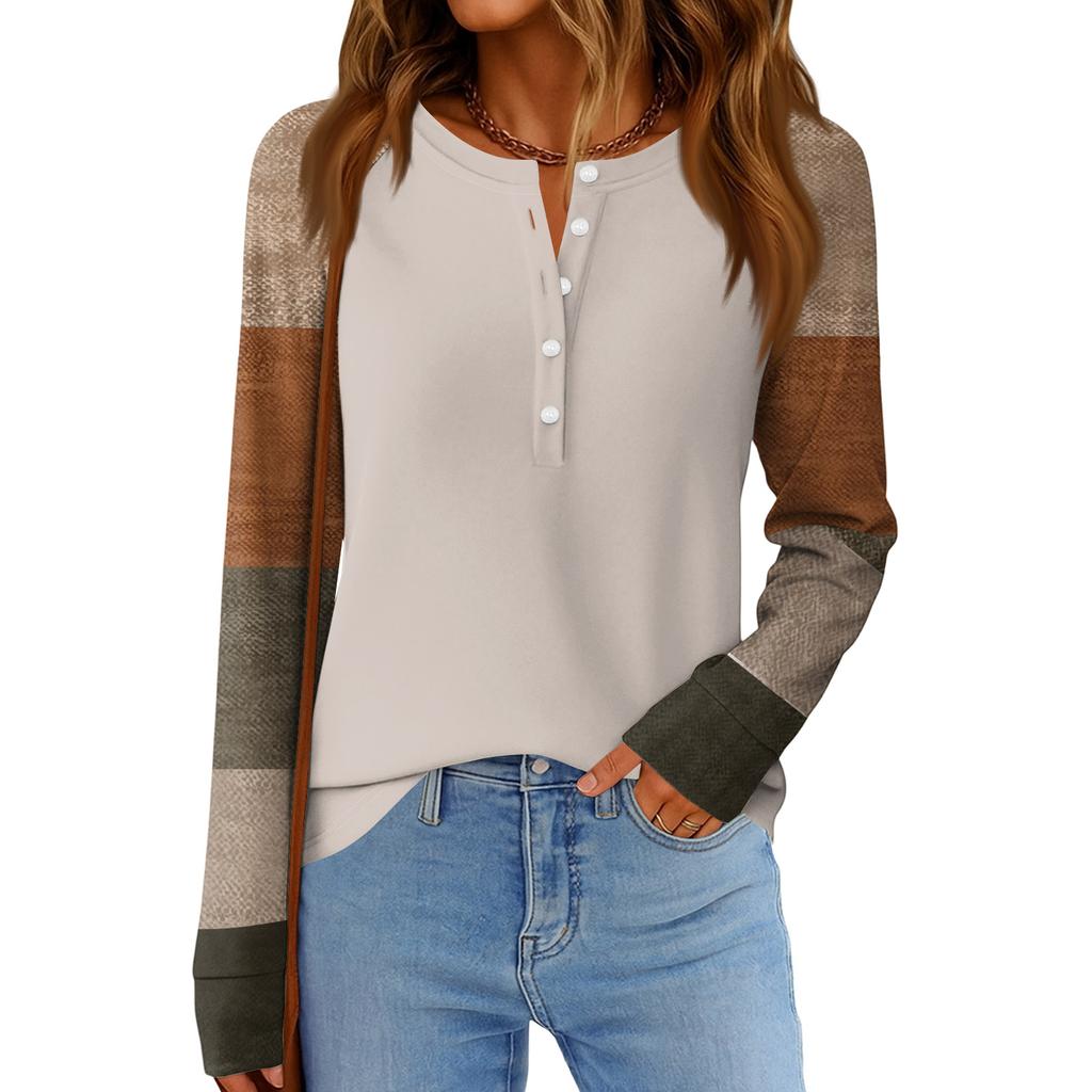 Women's Fashion  Loose Long Sleeve Round Neck Casual Top