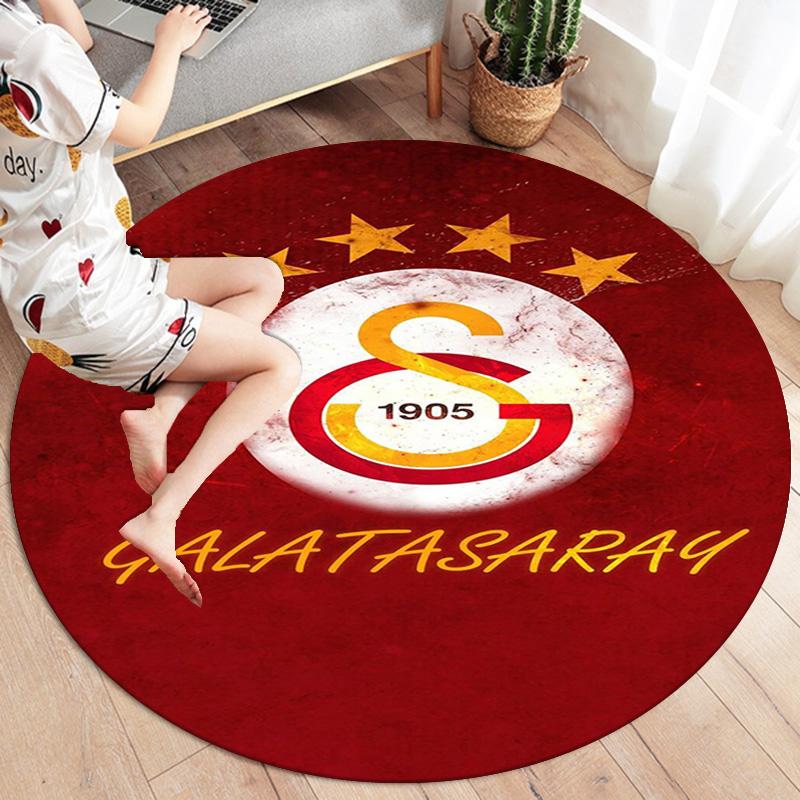 Galatasaray S Round Area Rug,Carpet Rug for Living Room Bedroom Sofa Playroom Decor,Non-slip Floor Mat