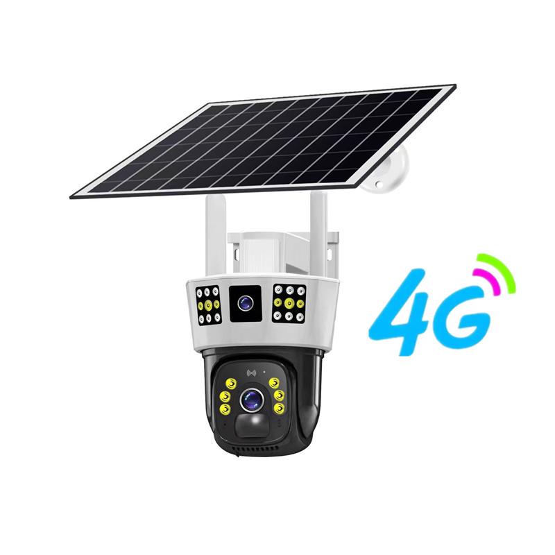 V380 Pro Solar WIFI IP Camera CCTV 12MP 6K Outdoor 4G SIM Two Lens Three Screen Auto Tracking Security Surveillance PTZ Camera