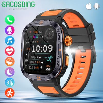 SACOSDING 2.0" IPS Ultra duży ekran Bluetooth Calling Smart Watch Męski monitor aktywności fizycznej Latarka LED Sport na świeżym powietrzu Smartwatch