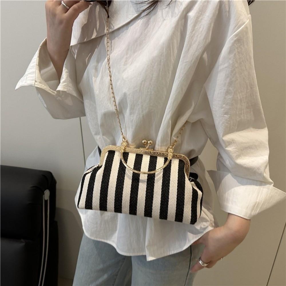 Sacs à bandoulière minimalistes à fermoir baiser Chaîne coquille couleur contrastante Sacs à main Pour femmes