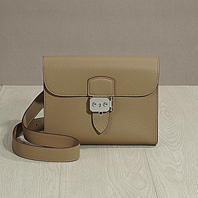 Korean Style Genuine Leather Crossbody/Clutch Bag - Large Capacity, Cowhide, Dual-Purpose