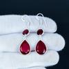 Atemberaubende Ohrringe mit rotem Granat-Edelstein, 925er Sterlingsilber-Ohrring, handgefertigte Boho-Silberschmuck-Hängeohrringe, Geschenk für Frauen