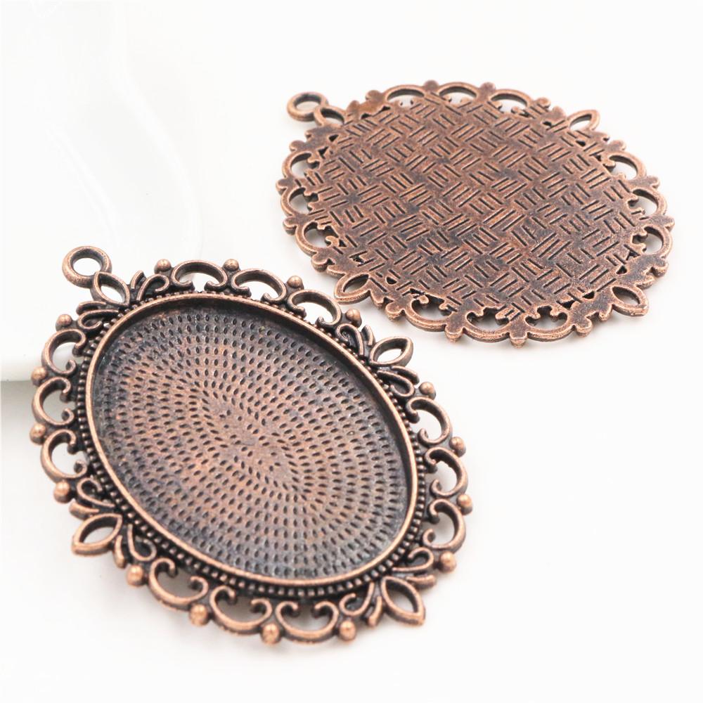 5 Stück 30x40mm Innenmaß 7 Farben Vergoldete Cabochon-Fassung Anhänger Charms