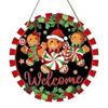 2D Merry Christmas Wooden Sign Red Black Plaid Gingerbread Man Wall Hanging Decor Front Door Porch Home Holiday Decorations