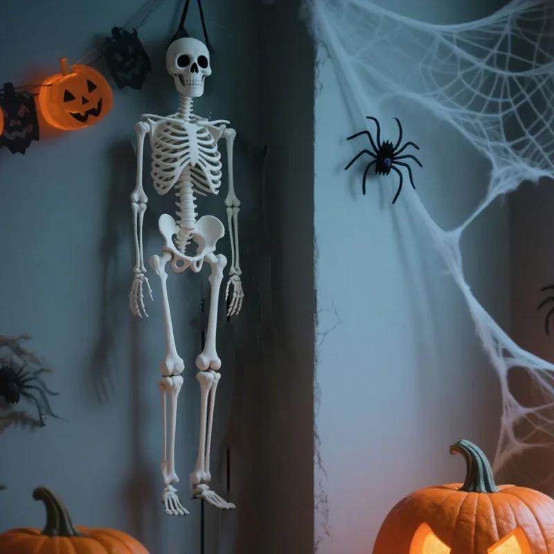40cm Halloween Skull Skeleton,Posable Skeleton,Human Shape Bones,Halloween Party Home Decorations,Haunted House Horror Props