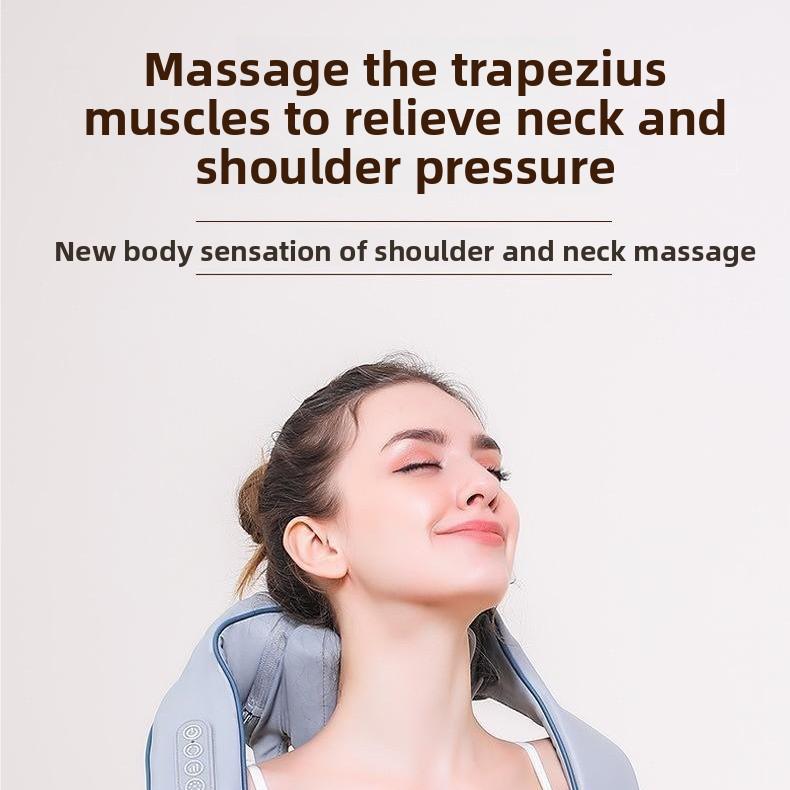 Neck Shoulder Massager with Heat, 8-Node Shiatsu Kneading Massage Shawl, Wireless Full Body Pain Relief Device for Home Office Use