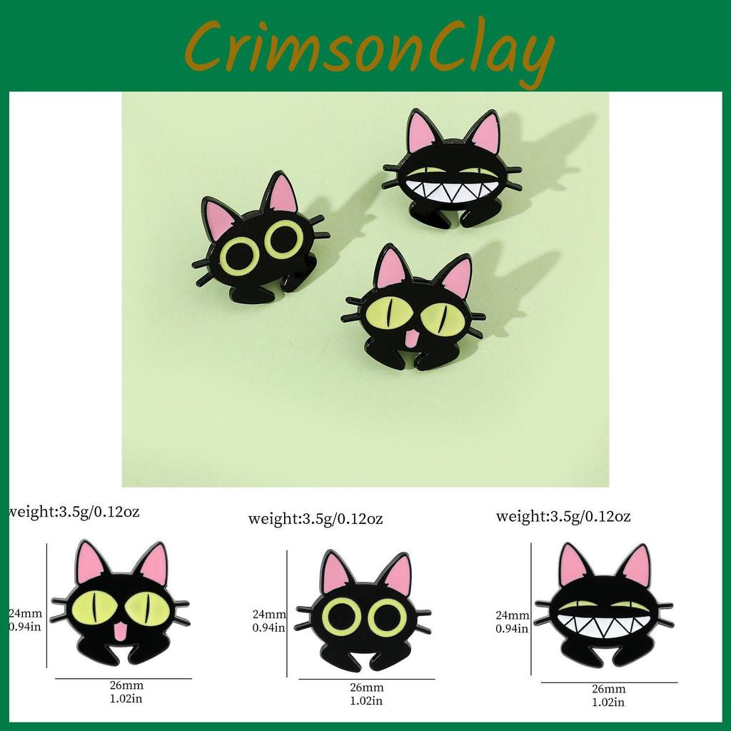 Cartoon Cat Brooch Pin Funny Black Cat Metal Badge Alloy Oil Drop Bag Accessory