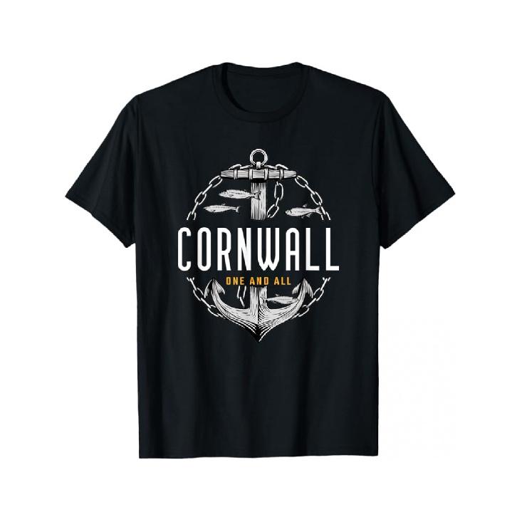 Cornwall One and All Cornish Vintage Ships Anchor T-Shirt S чёрный