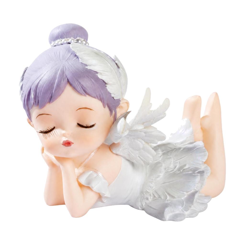 Ballerina Angel Figurine Winged Ornament with Carved Feathers