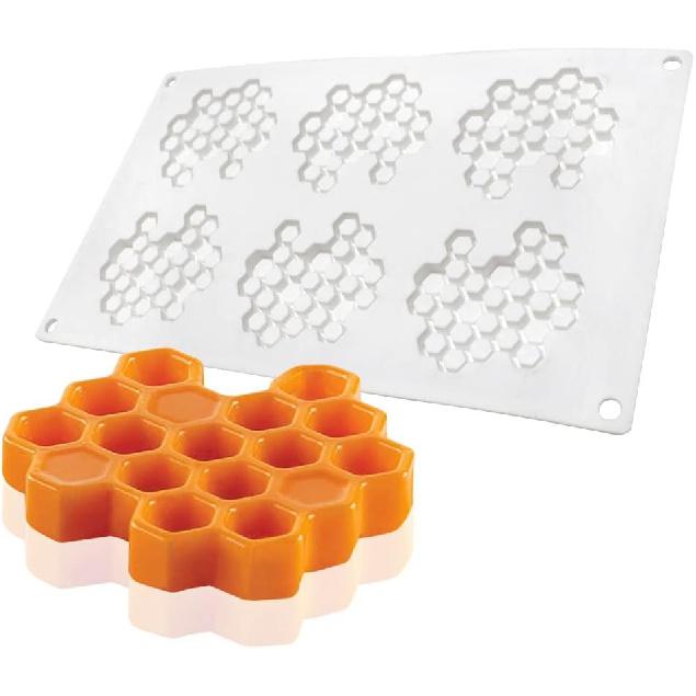 15 Cavity Silicone Honeycomb Molds for Chocolate Honeycomb Bee Silicone Fondant Mold Beehive Silicone Baking Molds Bee Candy Silicone Mold for