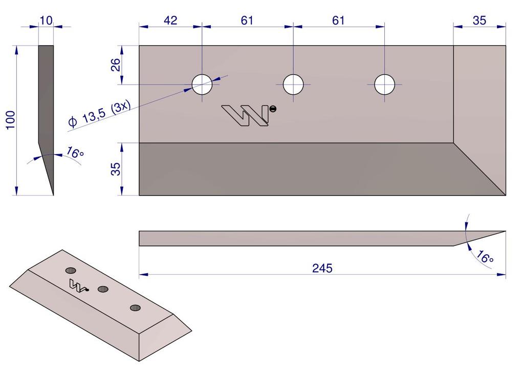 Lemiesz Specjalny 100X245 Nóż Zagęszczarka Aglomerator Do Folii Waryński