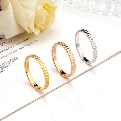 ING Retro Ring Simple Light Luxury Niche Design Gear Ring Striped Female Titanium Steel