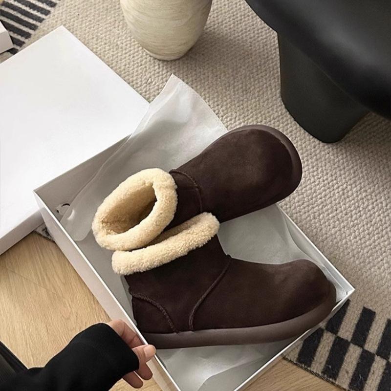 Ugly Cute Big Head Snow Boots Women's 2025 Winter New Small Potato Fluffy Short Boots Thick-soled Piled Thickened Large Cotton Shoes