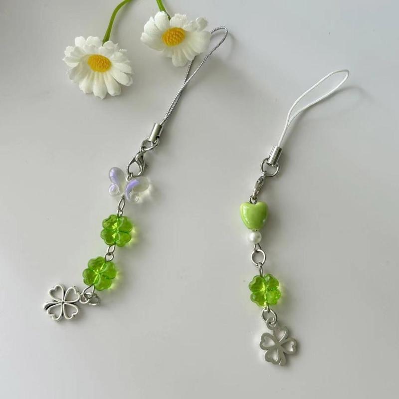 Charming Clovers Charm Phone Accessory Fashionable Good Luck Clovers Phone Trinkets Portable Phone Hanging Decoration