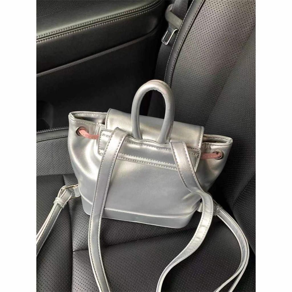 Niche Design Backpack for Women Trendy Korean Style Silver Pink Contrasting Color Small Backpack Casual Large Capacity Bag