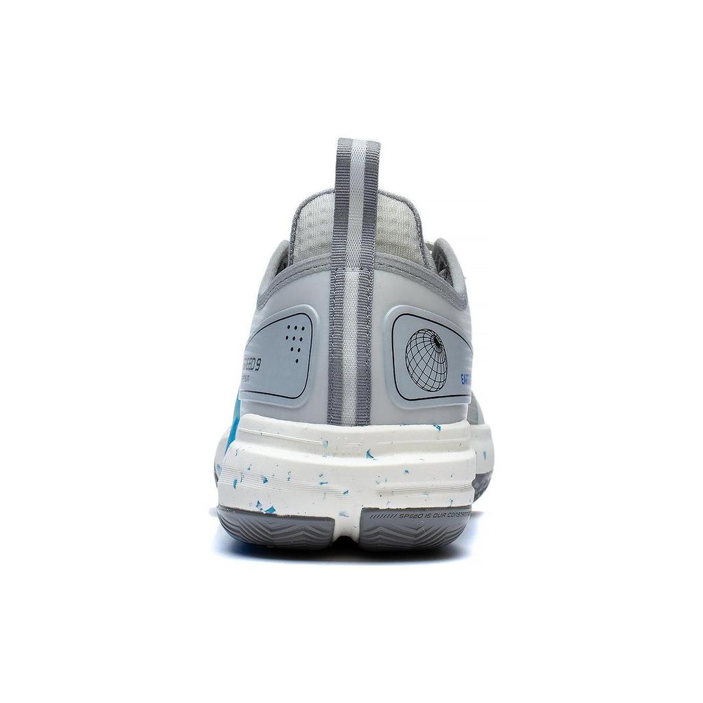 Li Ning Speed 9 Premium PRM Flat Slip Resistant Abrasion Resistant Low top Basketball Shoes Men's Gray Blue ABAT023-3