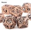 7 Pcs  Copper Gear Wheel Metal Dice Hollow Metal Polyhedral Dice Set Suitable for Role-Playing RPG  Board Game Card Game