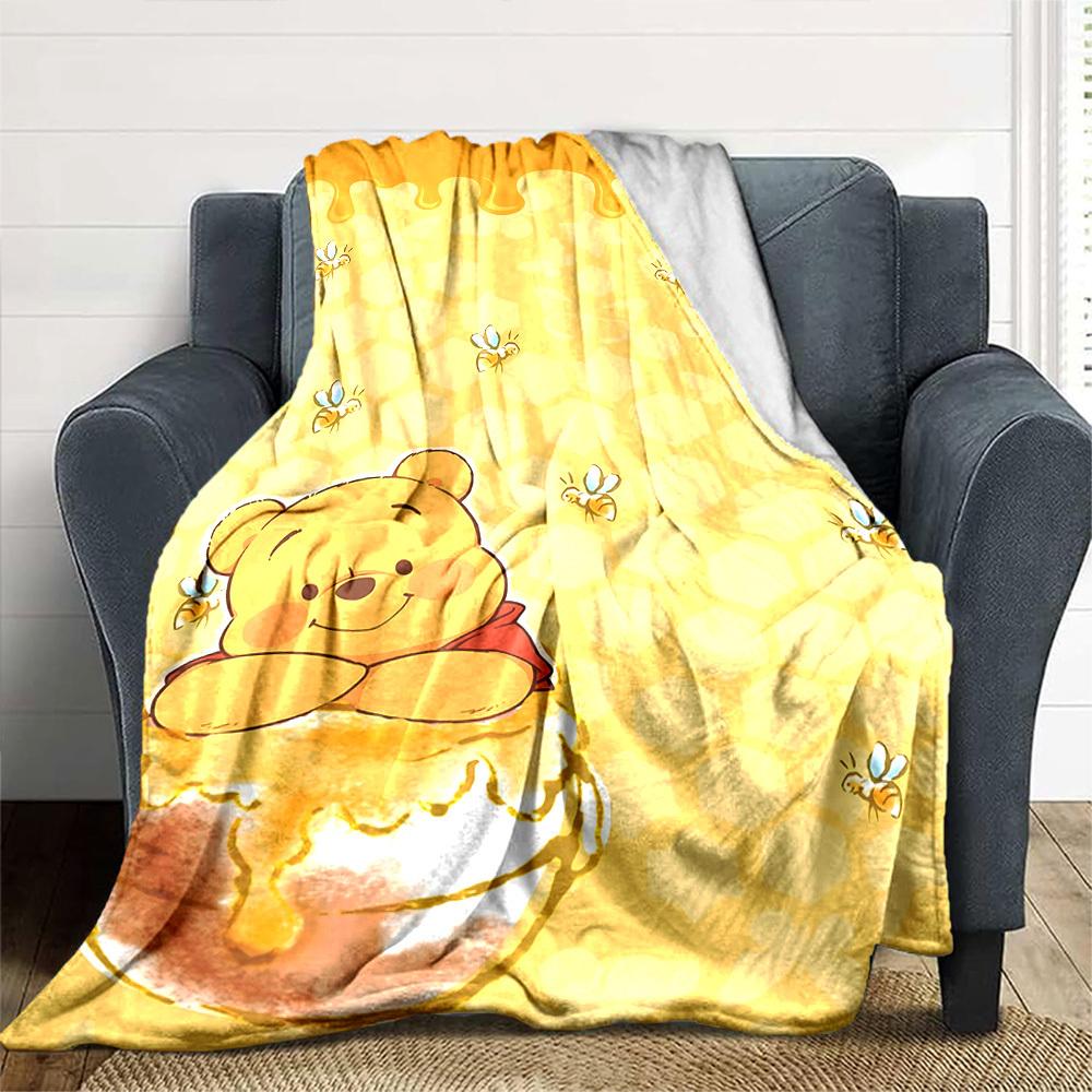 1 Stück Puuh Bär Wabenmuster Decke Leichte Flanell Überwurfdecke für Sofa Bett Reise Camping Wohnzimmer Büro Couch Stuhl