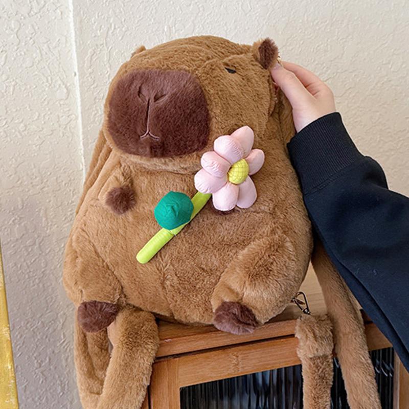 Fashionable Cute Casual Cartoon Capybara Bear Plush Backpack For Women