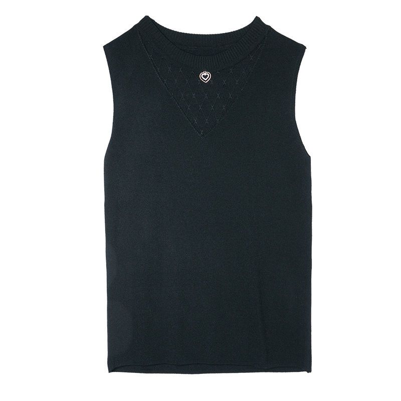 Závěsná vesta pro ženy Pletená černá a bílá košile se spodním okrajem Nadměrná velikost sexy top bez rukávů