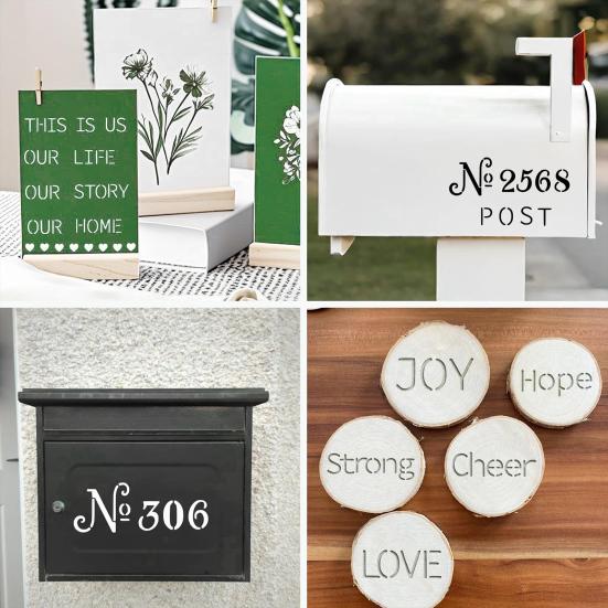 4Pcs Metal Planner Stencil Set Rustproof Engraving Stencils for Journaling Scrapbooks Rulers Numbers Letters Decorative Shapes Templates for Beginners