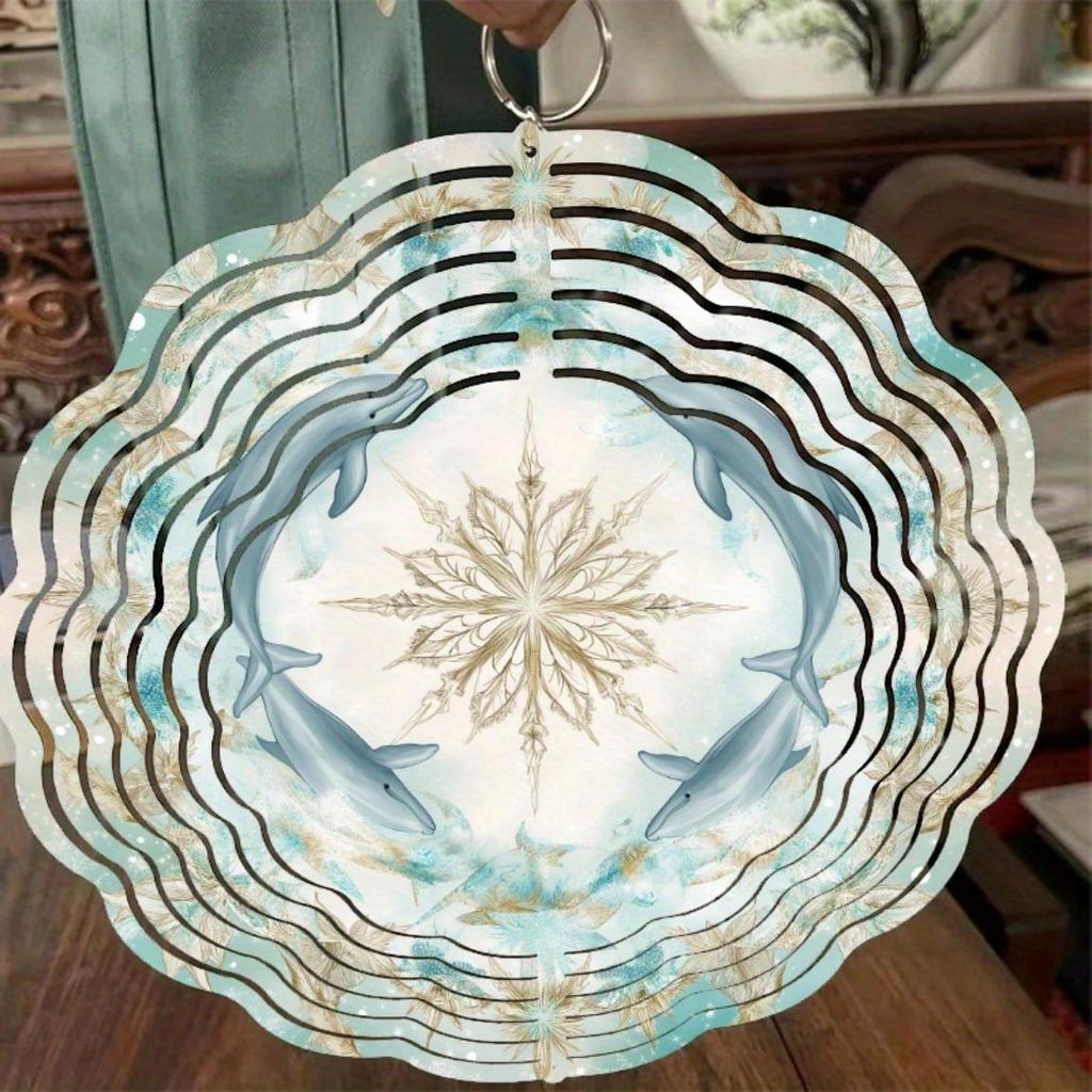 10 Inch Dolphin Wind Spinner Outdoor Hanging Decor with 360 Rotating Hook for Garden Balcony Patio Spring Summer Decoration