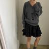 Loose Fit Wool V-Neck Long Sleeve Knit in 2 Colors