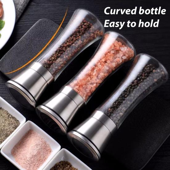 1/2Pcs Pepper Grinder Visible Transparent Glass Ceramic Core Manual Grinder Sea Salt Powder Grinder Seasoning Bottle Jar