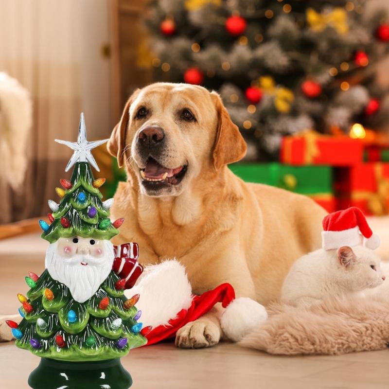 Santa And Tree Sculpture featurings Colorful LED Indoor Outdoor