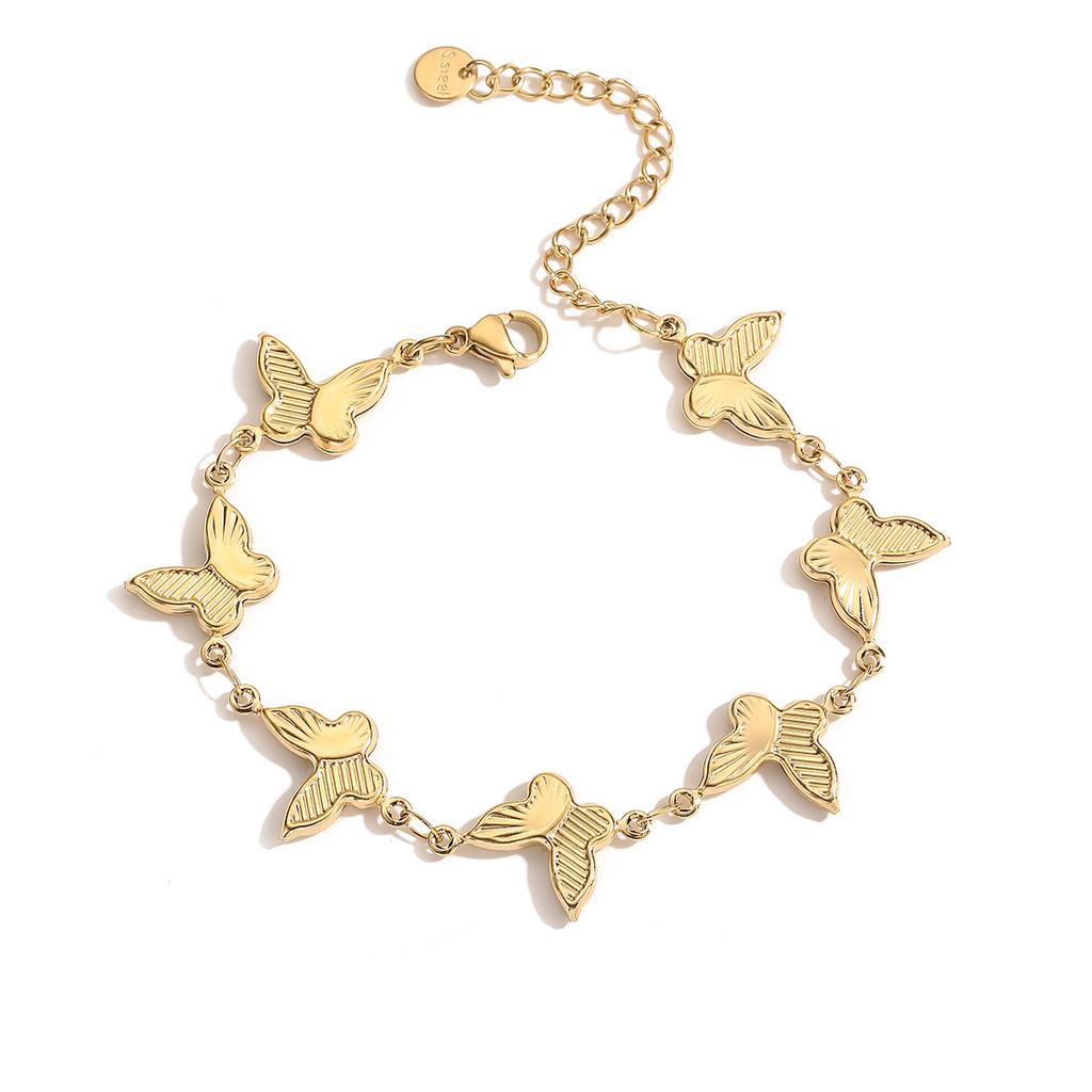 Waterproof Stainless Steel Gold Bracelet Dainty Sweet Gold Butterfly Bracelet Elegant Daily Wear Traditional Jewelry for Women