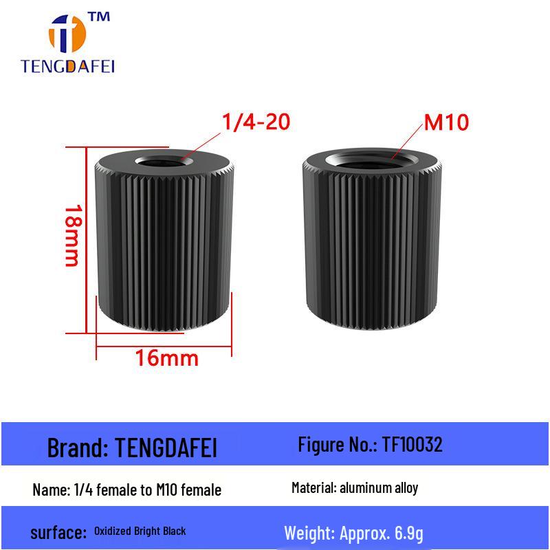 Reversible 1/4" Male To 3/8" Female Adapter for Camera Tripod Ball Head with M4-M8 Conversion Screws