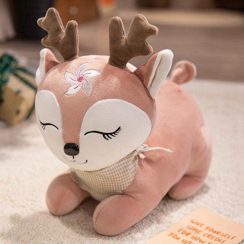 Cute Party Sika Deer Doll Plush Toy Deer Doll Children Soothing Rag Doll Girl Birthday Gift